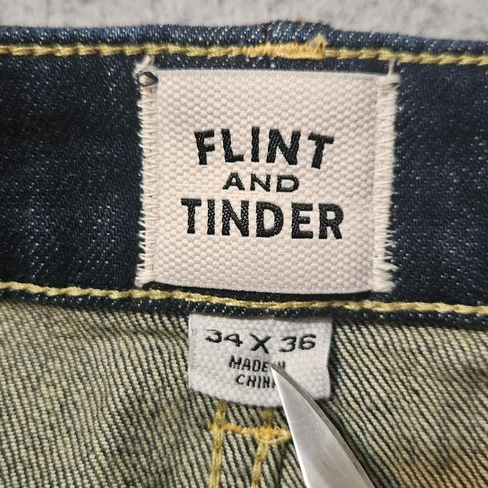 Flint & Tinder Selvedge Denim Dark Blue Jeans Slim Fit Men's Size 34 x 36‎